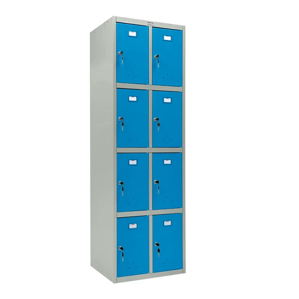 Шкаф металлический для личных вещей серый с голубым