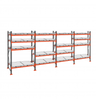 Стеллаж с выкатными платформами ДиКом 2000х7200х1000 на 4 яруса