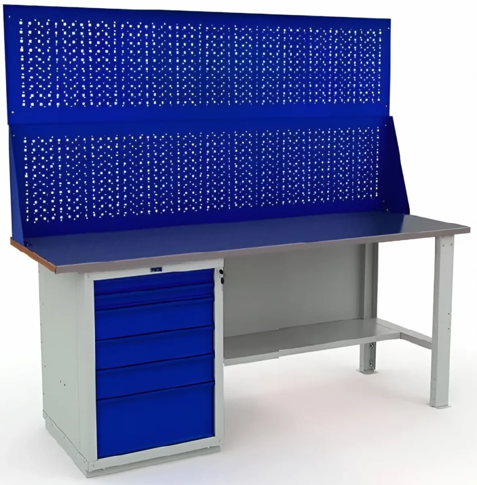 Верстак металлический промышленный с освещением W200.WS6/F2.020.W