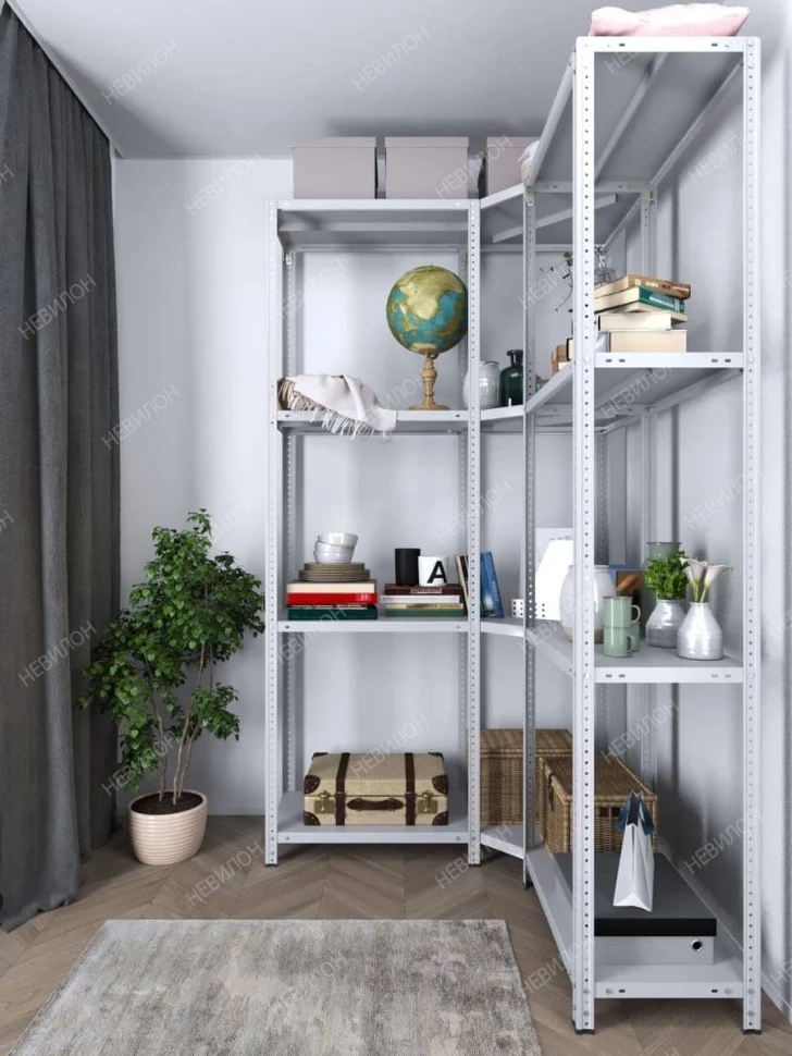 Стеллаж угловой МС 2500х1500х1500/600 мм 4 яруса Стеллаж угловой МС 2500х1500х1500/600 мм 4 яруса