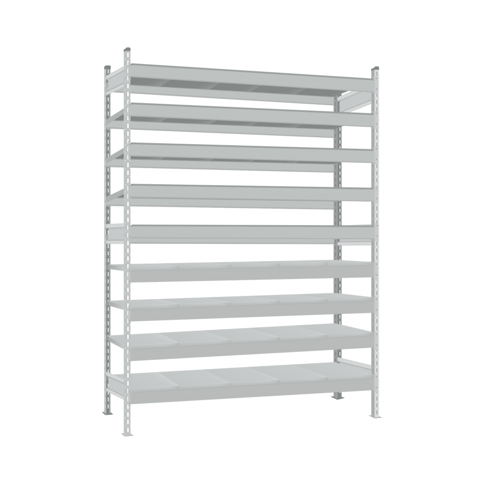 Стеллаж СТ-023 2500х1200х600 с 9 ярусами (рамы и настил - окрас) Стеллаж СТ-023 2500х1200х600 с 9 ярусами (рамы и настил - окрас)