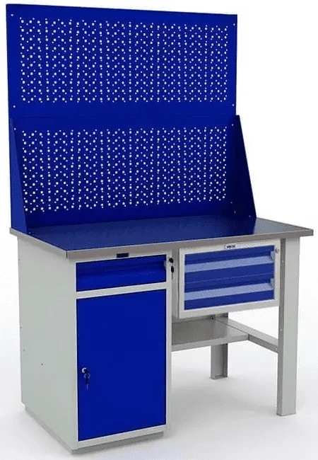 Верстак с полками и перфопанелью модульный WT120.WD2/F1.120