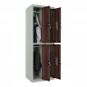 Шкаф металлический четырехдверный серый с коричневым