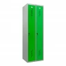 Шкаф металлический двухдверный серый с зеленым