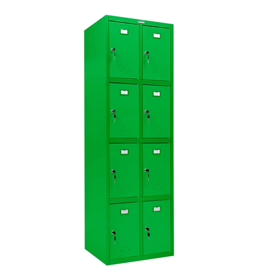 Шкаф металлический с дверцами и замком зеленый