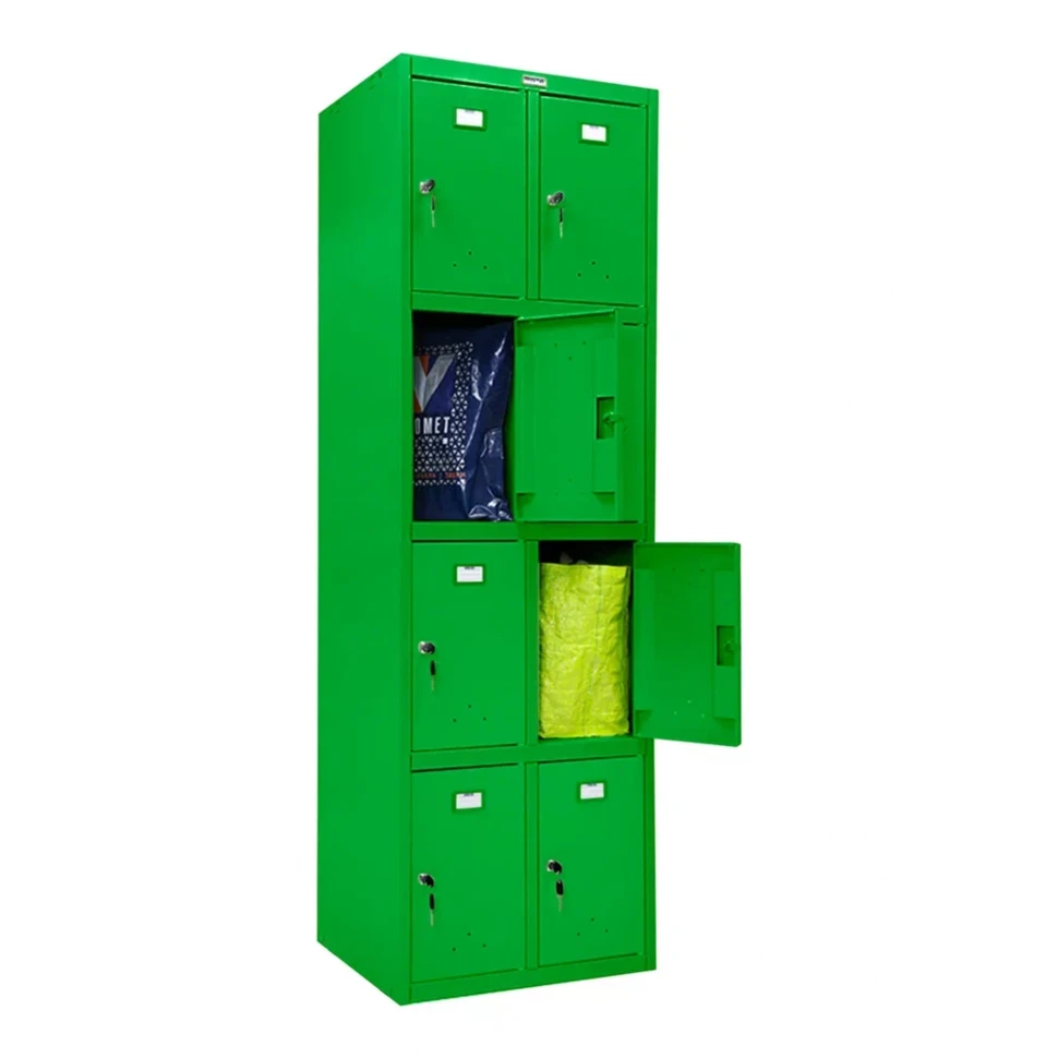 Шкаф металлический с дверцами и замком зеленый