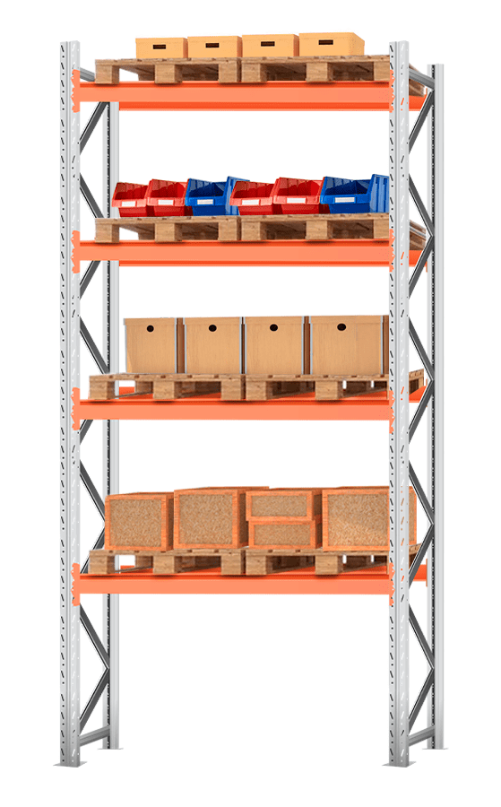 Стеллаж паллетный Лайт 4000х1800х1100 4 яруса (Р70.1.5Б120.1.5)