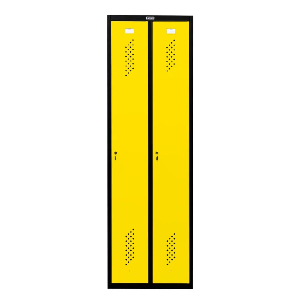 Шкаф металлический двухдверный черный с желтым