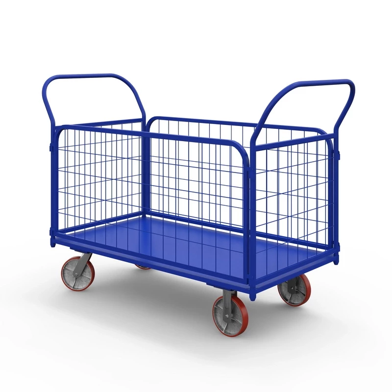 Тележка платформенная с сетчатыми бортами ТС 1 (г/п 600 кг, 800x500 мм, колеса чугун/полиуретан 200 мм) Тележка платформенная с сетчатыми бортами ТС 1 (г/п 600 кг, 800x500 мм, колеса чугун/полиуретан 200 мм)