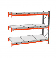 Стеллаж с выкатными платформами ДиКом 3000х2700х1000 на 3 яруса доп. секция П-90