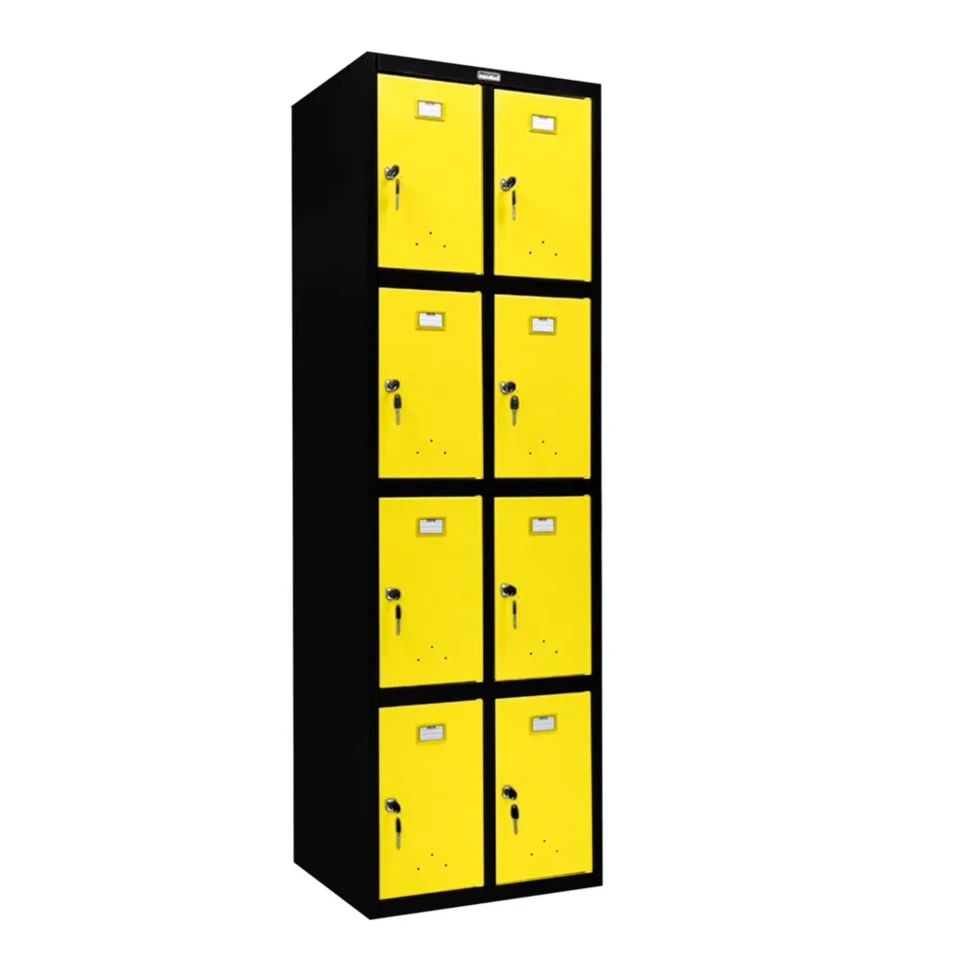 Шкаф металлический для личных вещей черный с желтым