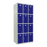 Шкаф металлический для сумок серый с синим