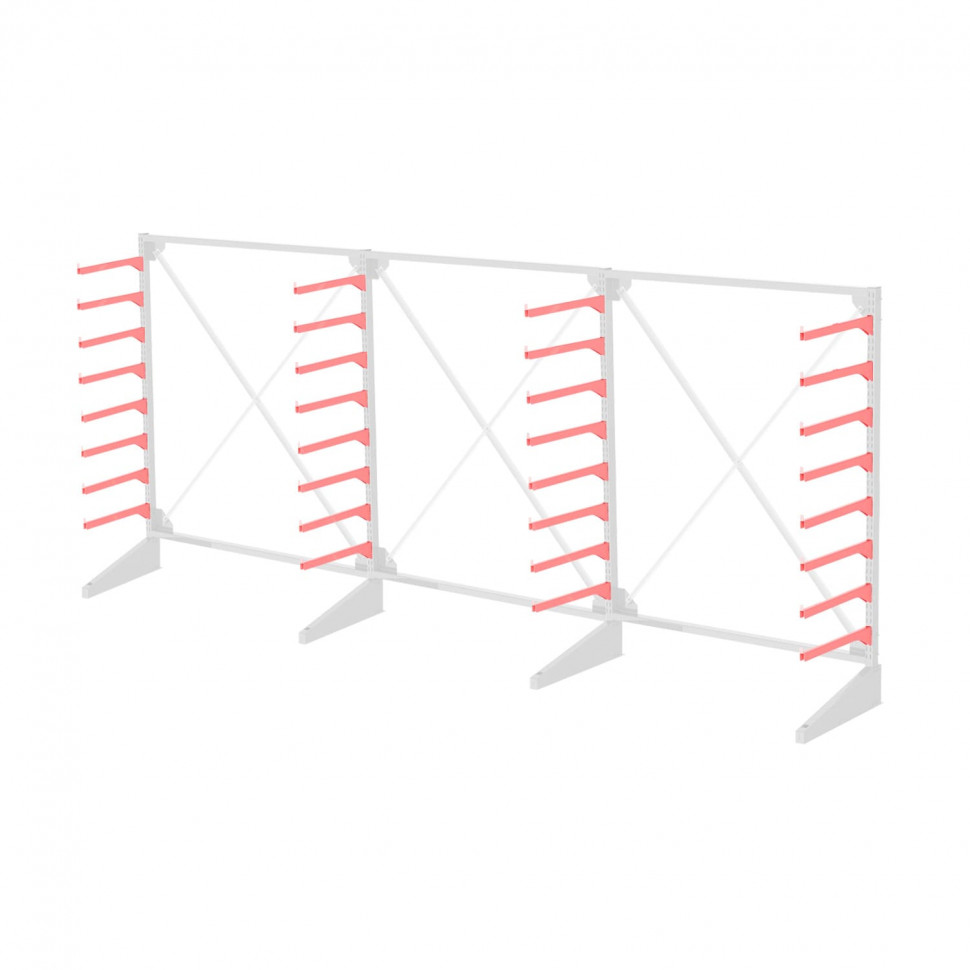 Стеллаж консольный односторонний Sortex 1920х4808х720 8 ярусов