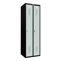 Шкаф металлический двухдверный черный со светло-серым