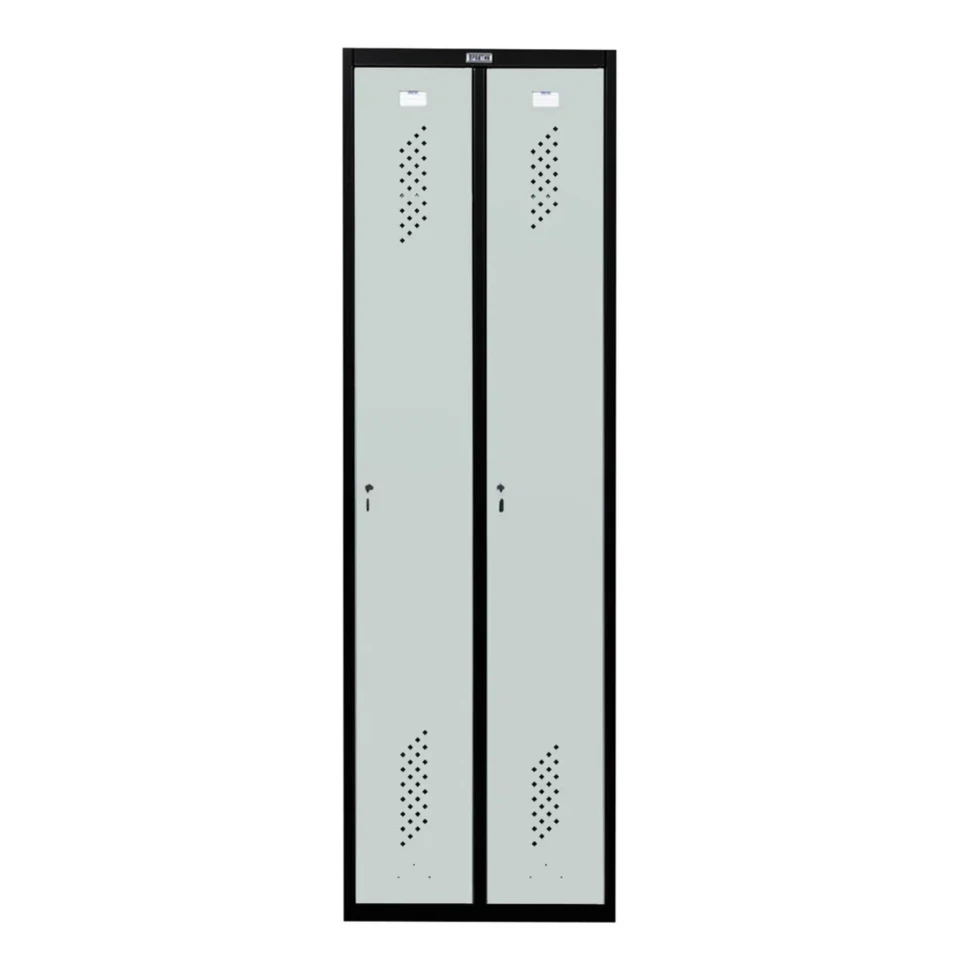 Шкаф металлический двухдверный черный со светло-серым