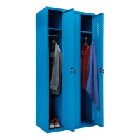 Шкаф металлический трехсекционный голубой