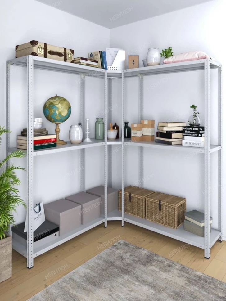 Стеллаж угловой МС 1500х1500х1500/300 мм 3 яруса