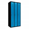 Шкаф металлический трехдверный черный с голубым Шкаф металлический трехдверный черный с голубым