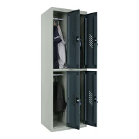 Шкаф металлический четырехдверный серый с графитом